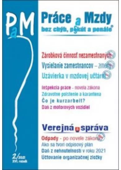 PaM 2/2021 Zárobková činnosť-Uzávierka-Inšekcia práce-Zdravotné poistenie-Daň motorových vozidiel-Verejná správa-Odpady-Daň z nehnuteľnosti-Účtovanie organizačnej zložky
