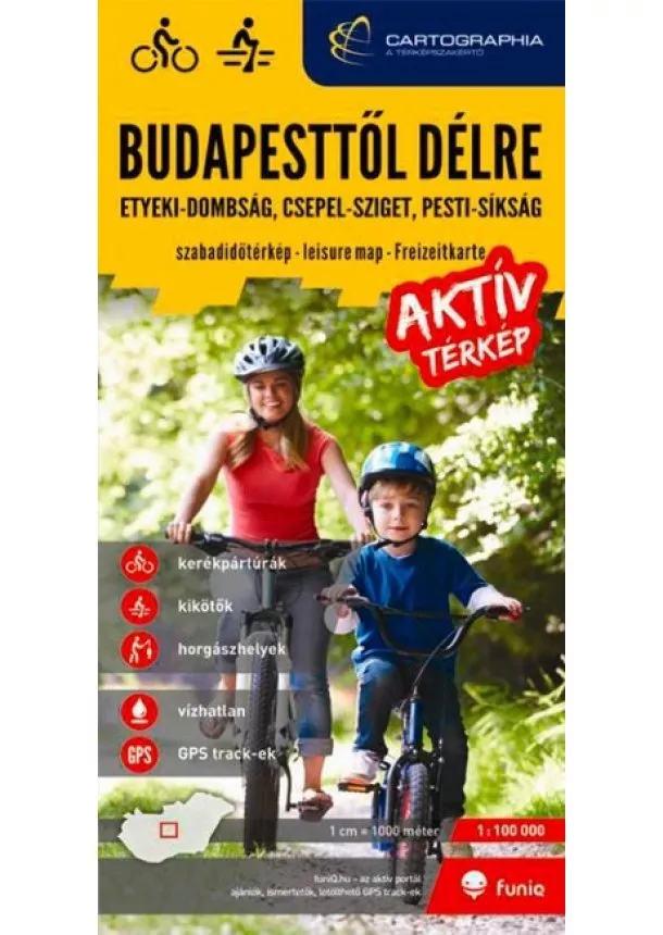 Térkép - Budapesttől délre aktív térkép /Etyeki-dombság, Csepel-sziget, Pesti-síkság