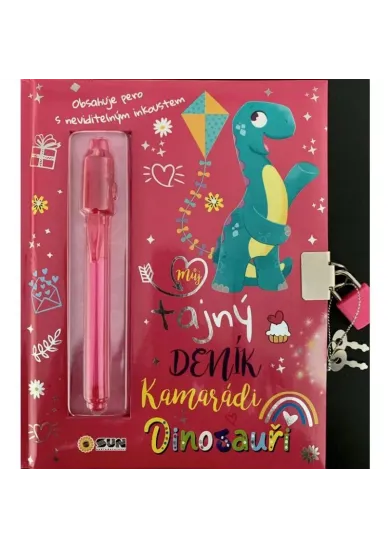 Můj tajný deník na klíček Dinosauři (růžový)