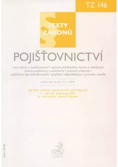 Pojišťovnictví - právní stav ke dni 15.1.2010