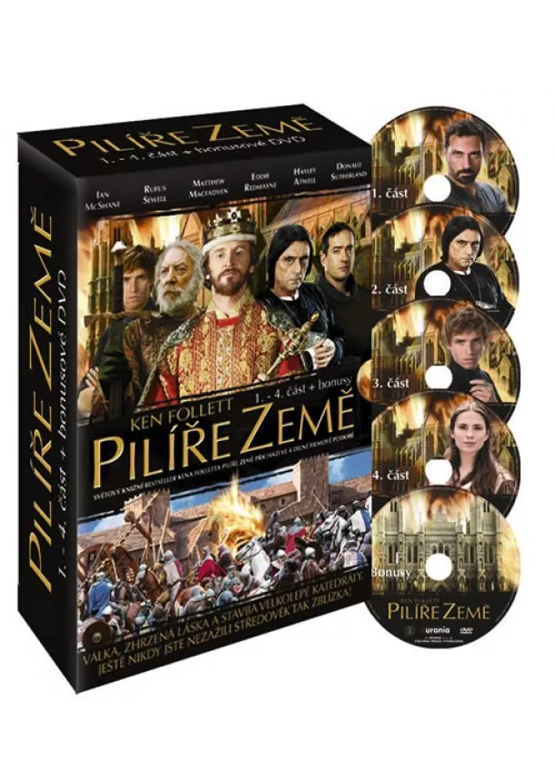 Ken Follett - Pilíře země 1.- 4. část - DVD (+bonusy)
