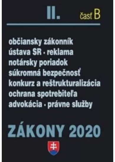Zákony 2020 II/B  - občiansky zákonník, ústava SR, reklama, notársky poriadok, súkromná bezpečnosť..