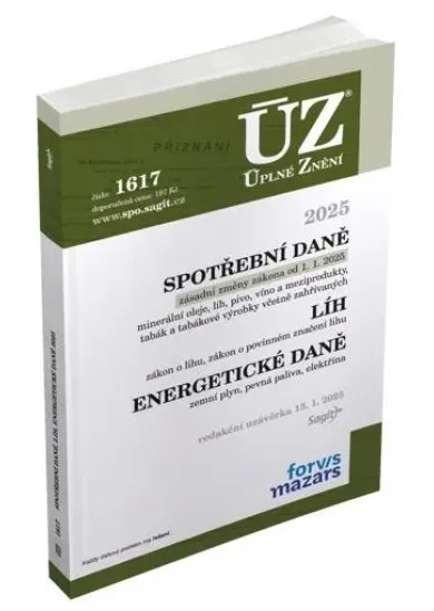 ÚZ 1617 Spotřební daně, líh, paliva a maziva, energetické daně, 2025