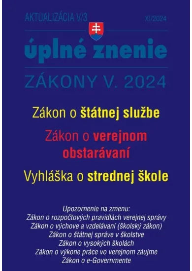 Aktualizácia V/3 / 2024 - štátna služba, informačné technológie 