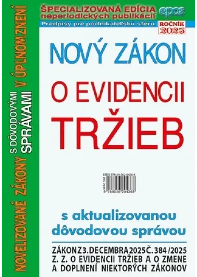 Nový zákon o evidencii tržieb s aktualizovanou dôvodovou - (účinný od 1.1.2026), NZ 20/2025