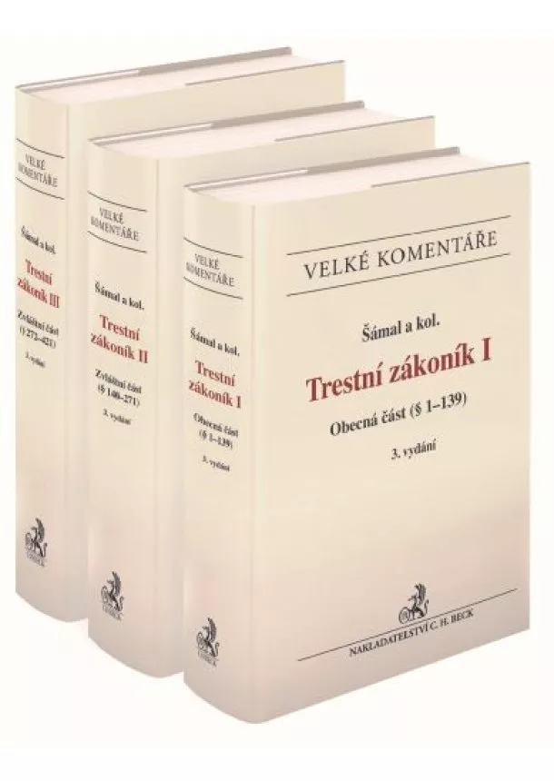 Pavel Šámal, kolektiv - Trestní zákoník. Komentář - 3 svazky (3. vydání)