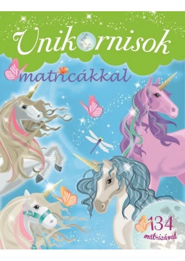 Foglalkoztató - Unikornisok matricákkal - Zöld
