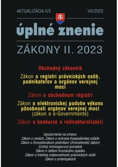 Aktualizácia II/5 2023 – Obchodný zákonník a obchodný register