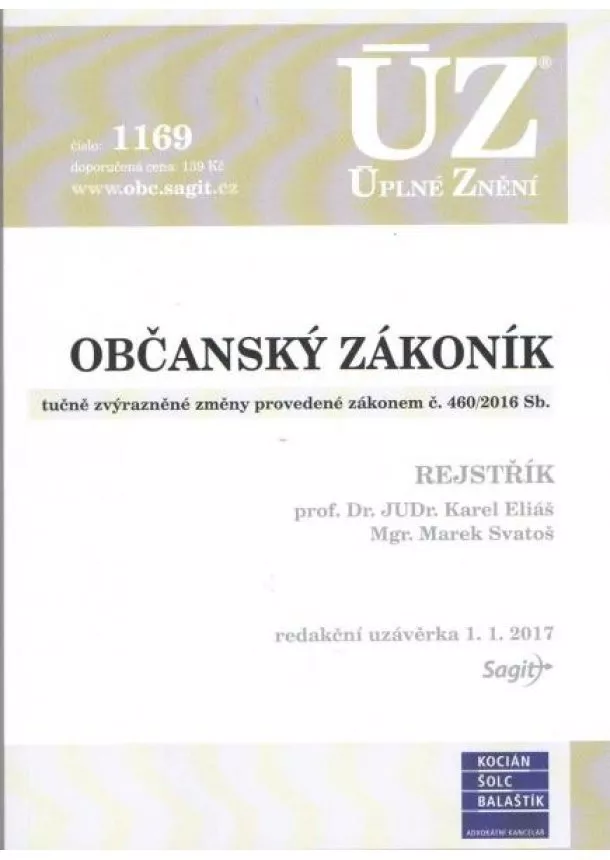 kolektív - ÚZ č.1169 Občanský zákoník 2017