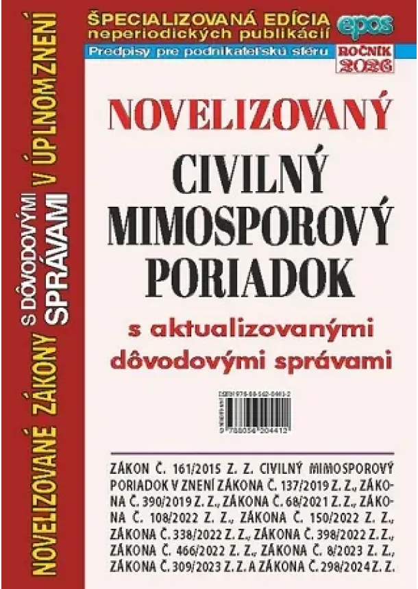 Novelizovaný Civilný mimosporový poriadok - s aktualizovanými dôvodovými správami v úplnom znení (NZ 3/2026)