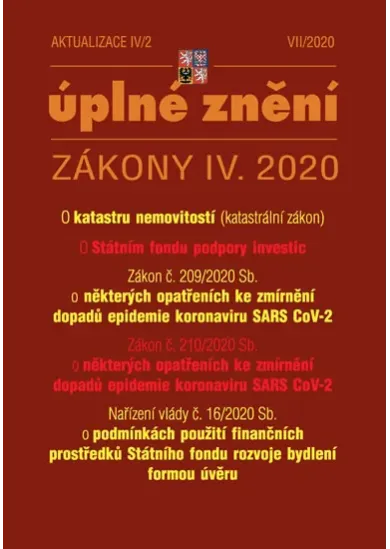 Aktualizace IV/2 2020 - Zákon o katastru nemovitosti, Zákon o státním fondu rozvoje bydlení - Rozšíření činnosti stávajícího Státního fondu rozvoje bydlení o další aktivity