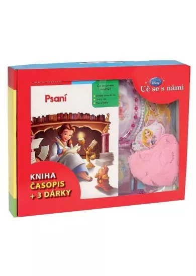 Kufřík Uč se s námi - Psaní (kniha, časopis + 3 dárky pro princezny)