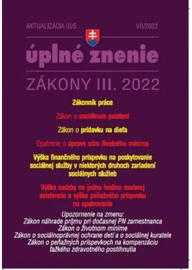 Aktualizácia III/5 / 2022