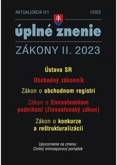 Aktualizácia II-1 2023 - Obchodný zákonník a obchodný register