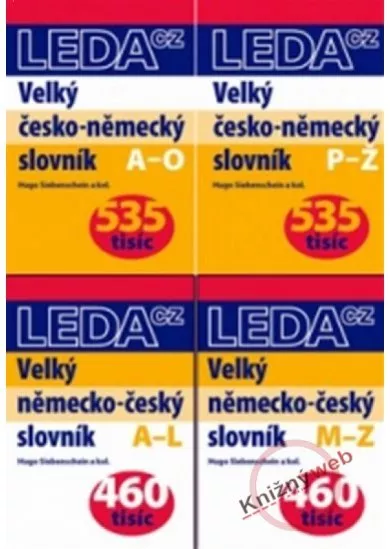 Velký česko-německý a němcko-český slovník (535 tisíc, 460 tisíc) - sada 4 knih (ČN: A-O, P-Ž; NČ: A-L, M-Z)