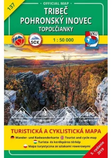 Tribeč, Pohronský Inovec, Topoľčianky 1:50 000 (5.vydnie) - Turistická a cyklistická mapa