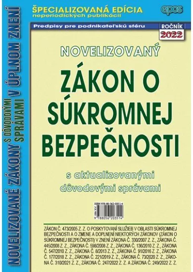 Zákon o súkromnej bezpečnosti 16/2022 - s aktualizovanými dôvodovými správami