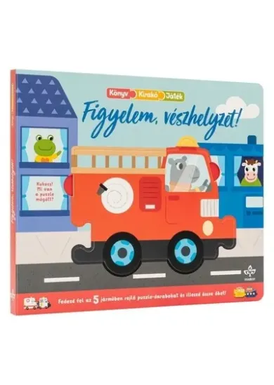 Figyelem, vészhelyzet! - Fedezd fel az 5 járműben rejlő puzzle-darabokat és illeszd össze őket! - Könyv, kirakó, játék