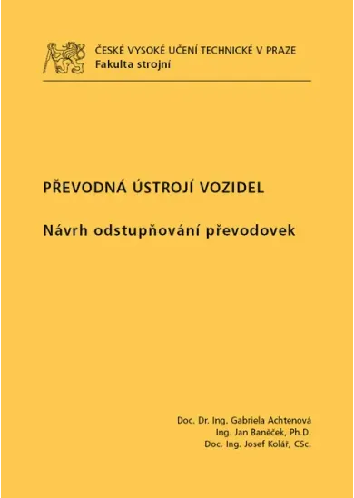 Převodná ústrojí vozidel - Návrh odstupňování převodovek
