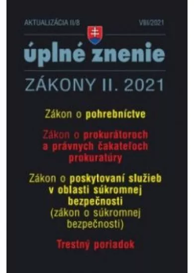 Zákony 2021 II aktualizácia II 8 - Zákon o pohrebníctve, Trestný poriadok