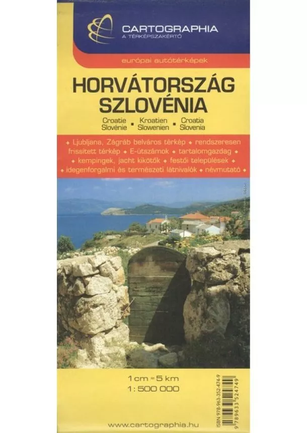 Térkép - Horvátország, Szlovénia térkép (1:500 000) /Európai autótérképek