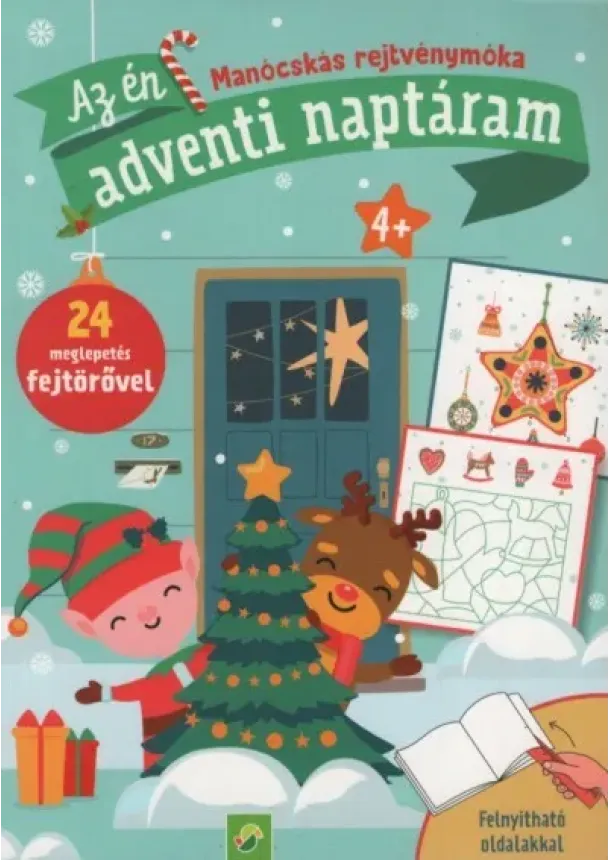 Foglalkoztató - Az én adventi naptáram - Manócskás rejtvénymóka - 25 meglepetés fejtörővel §K